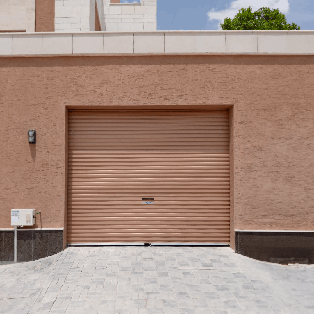 Residential roll-up garage door providing durability, and modern style